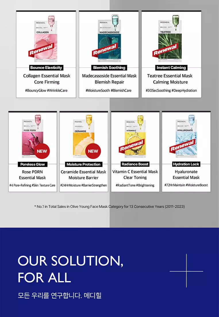MEDIHEAL [Renewal] Collagen Essential Mask Core Elasticity Pack, 5 Sheetsx24ml