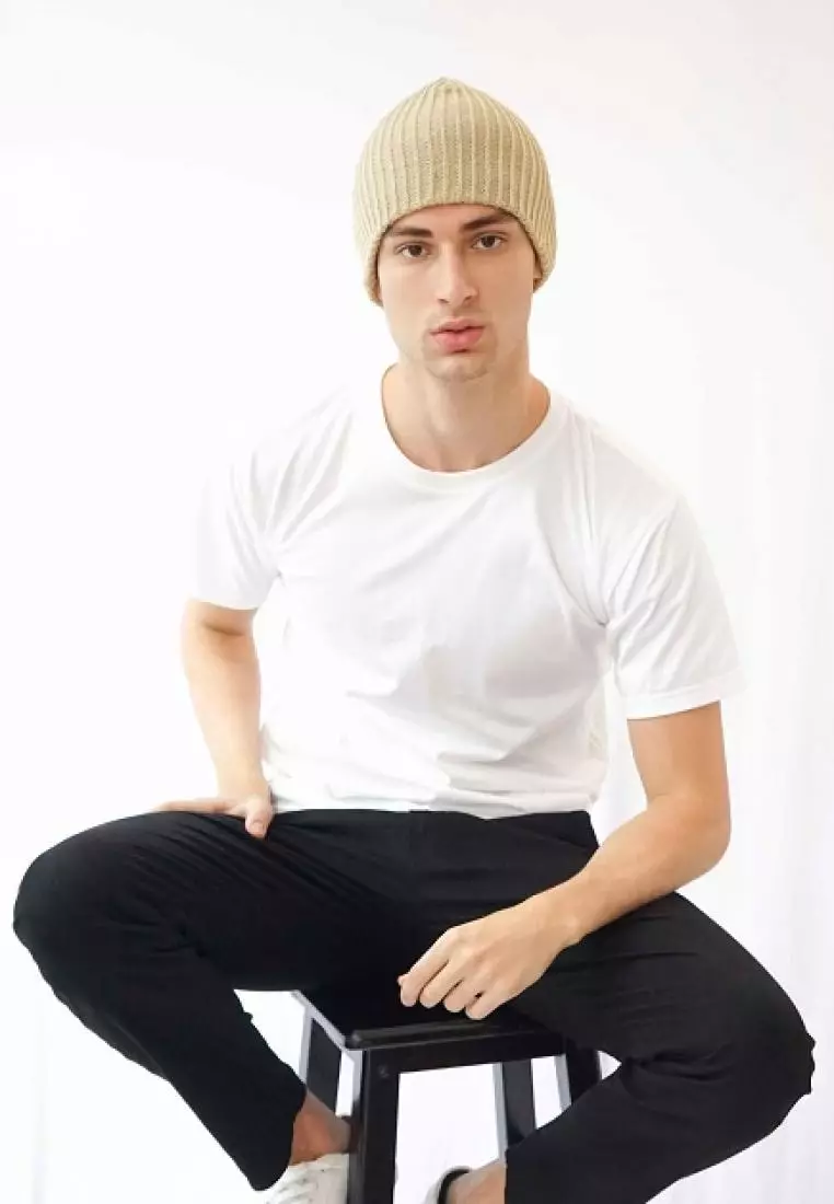 Houseofcuff Topi Kupluk Rajut Beanie Hat Polos Topi Gunung Krim tua