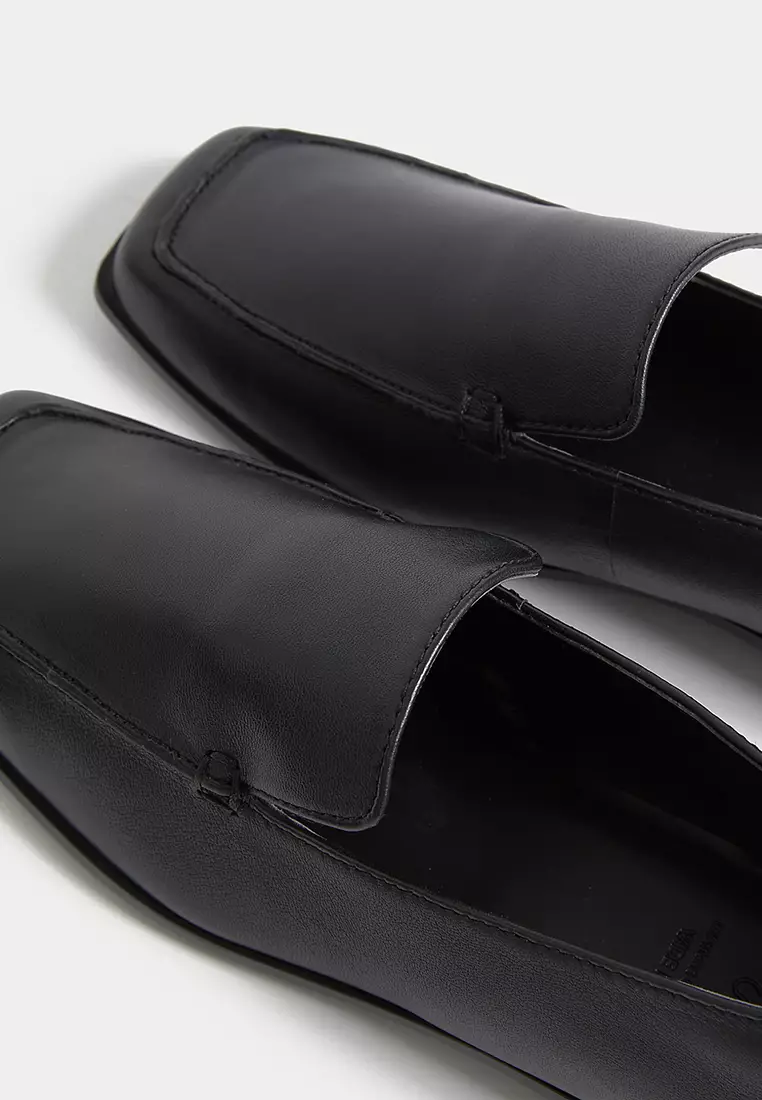 Wide Fit Leather Flat Loafers