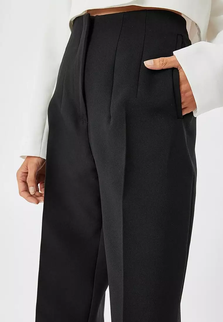 High Waist Pocket Slim Fit Cigarette Pants