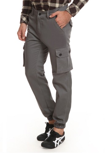 Jual HEMMEH Celana Jogger Cargo Panjang Abu Hemmeh