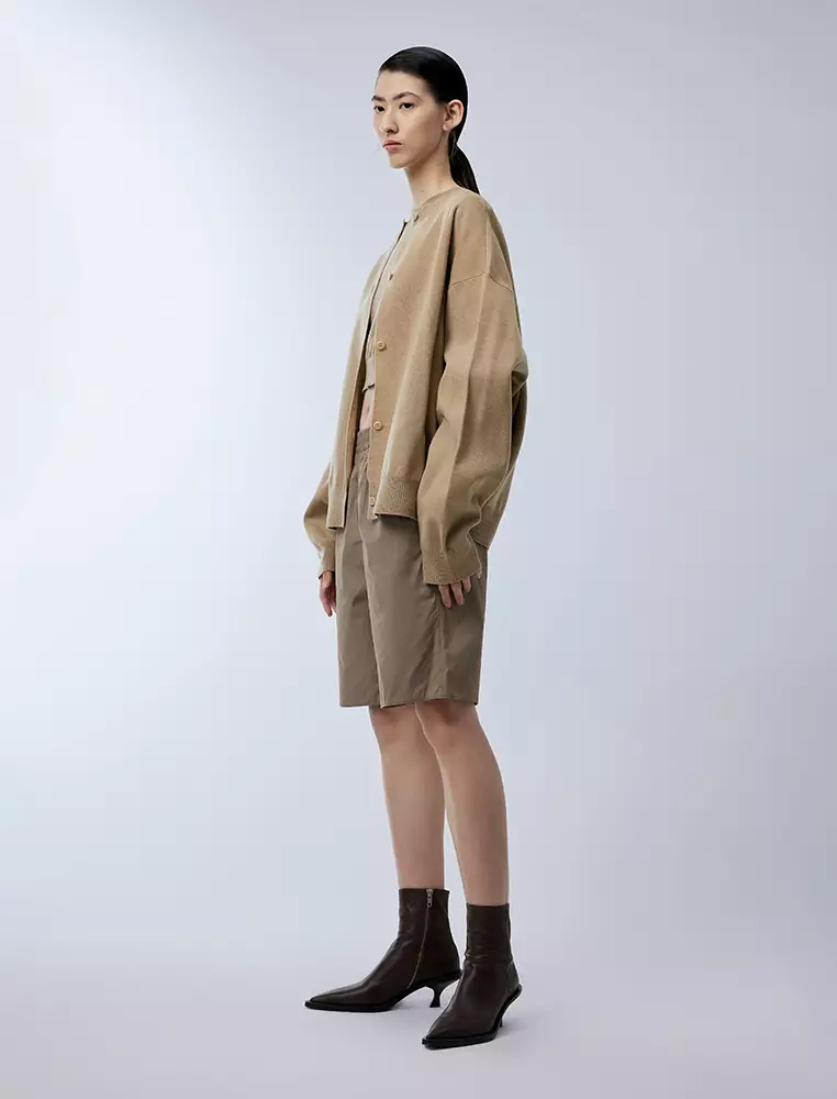 Poplin Straight-Leg Refined Minimalist Commuter Mid-Length Pants