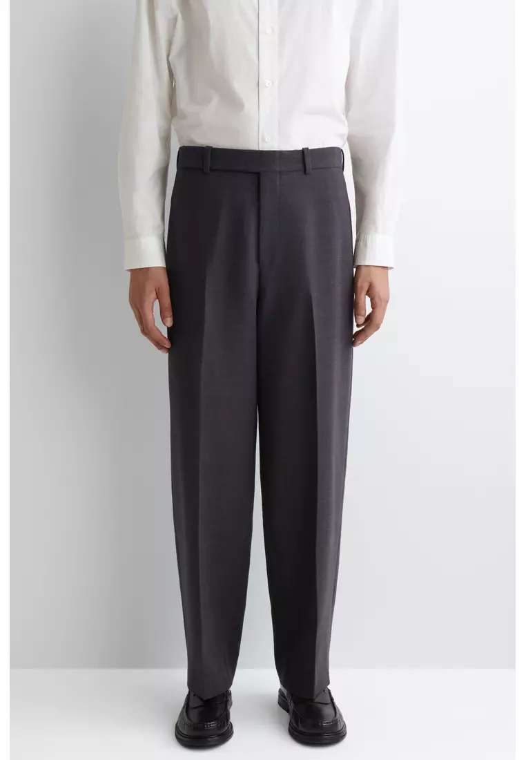 WOOL-BLEND RELAXED-FIT STRAIGHT-LEG TROUSERS