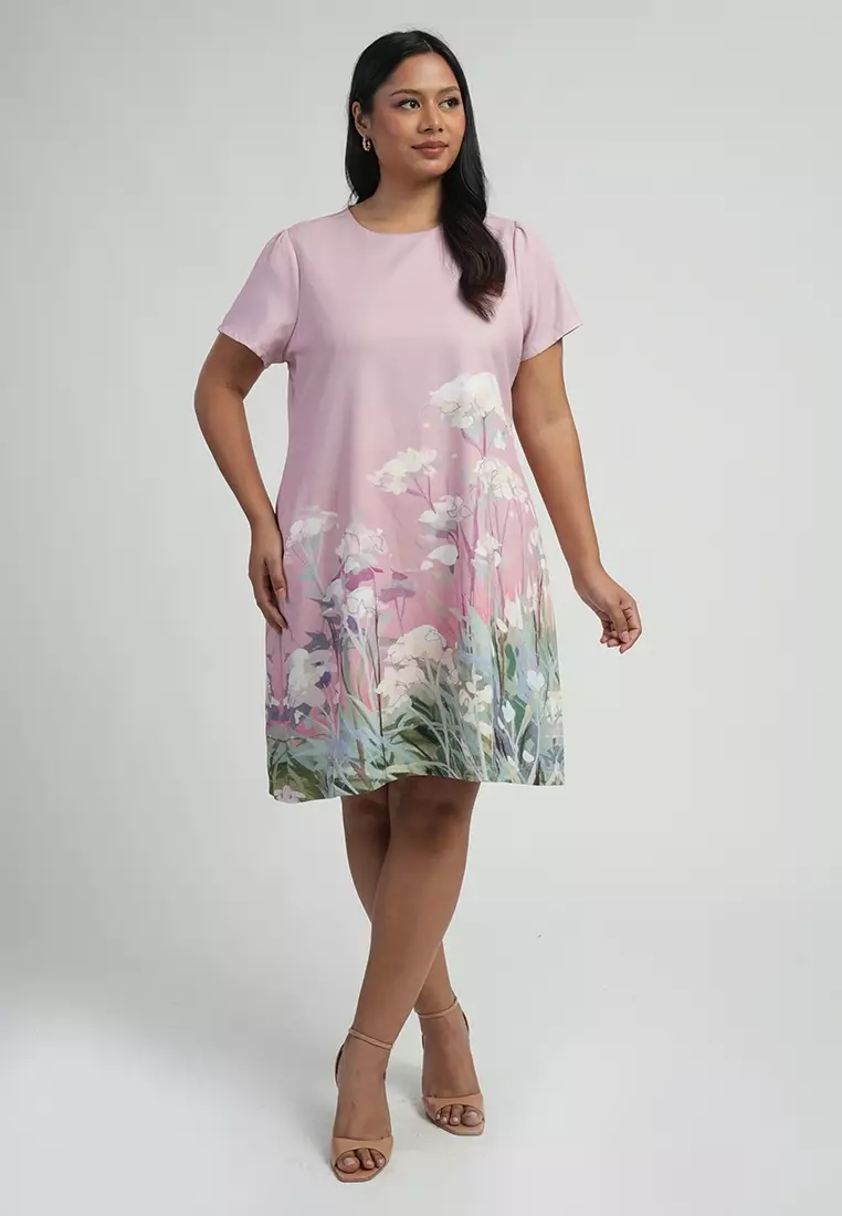 Milly Plus Size Sofella Abstract Floral Border Shift Dress