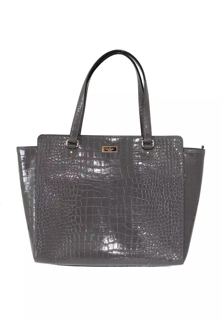 Kate Spade Kate Spade Gray Elissa Bristol Drive Croc Hand
