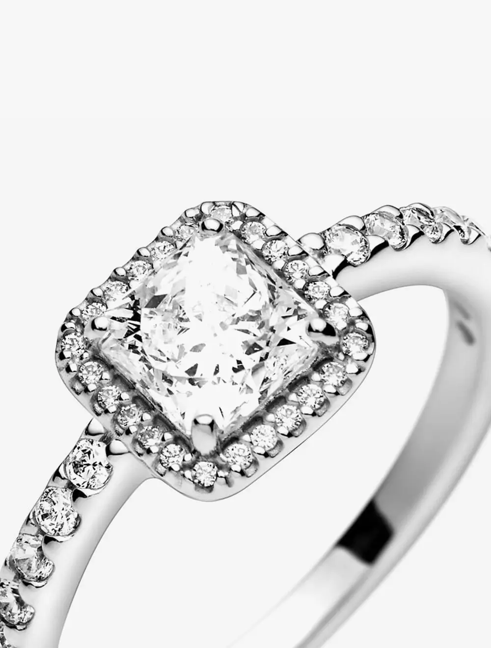 Square sterling silver ring with clear cubic zirconia