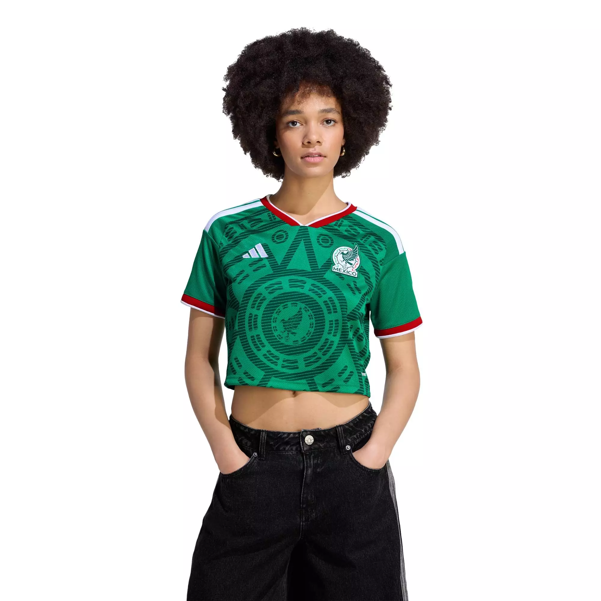 Buy ADIDAS Football Mexico 26 Home Cropped Jersey Women Green