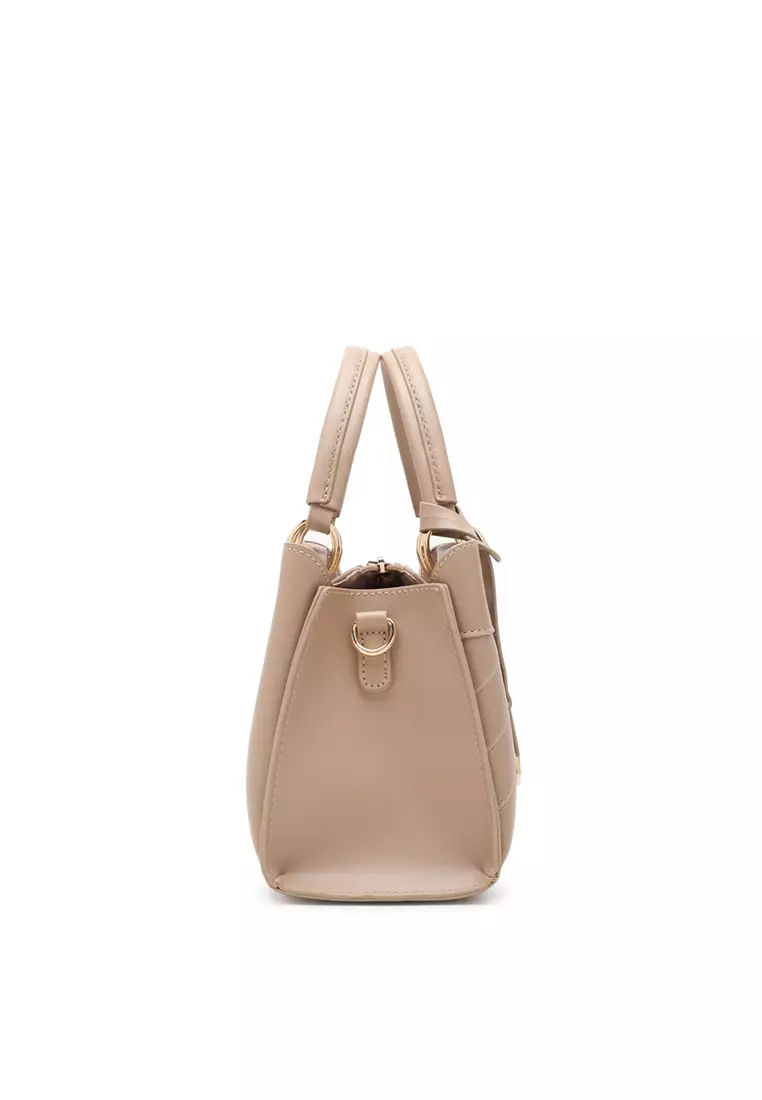 Women's Zig Zag Quilted Top Handle Bag / Crossbody Bag / Shoulder Bag (Tas Selempang Wanita / Tas Tangan Wanita / Tas Bahu Wanita) - Krem