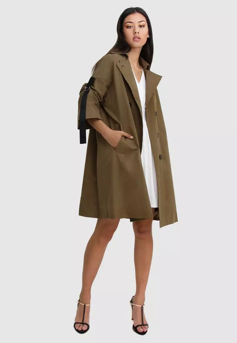Belle & Bloom Russian Romance Oversized Trench Coat  in Military