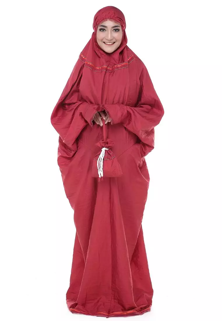 Prayer Mukena Abaya Terusan Parasut Salwa - Maroon