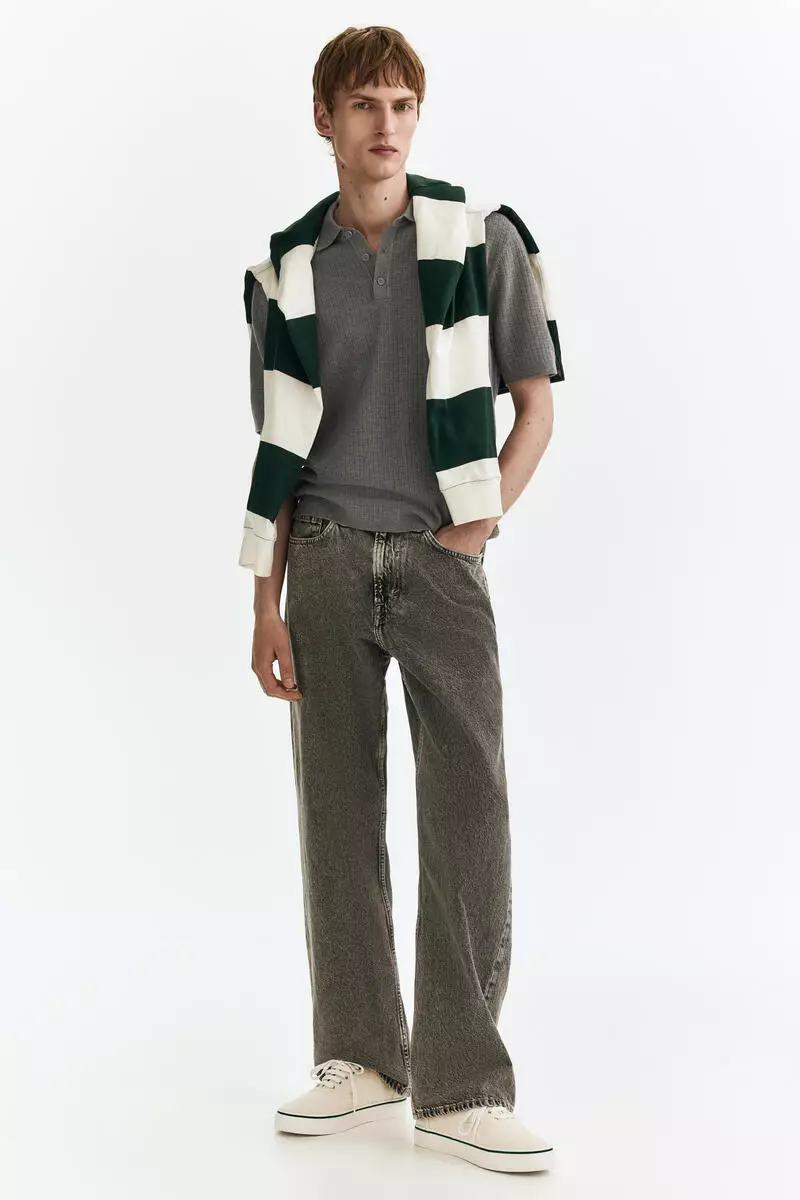 Regular Fit Textured-knit polo shirt