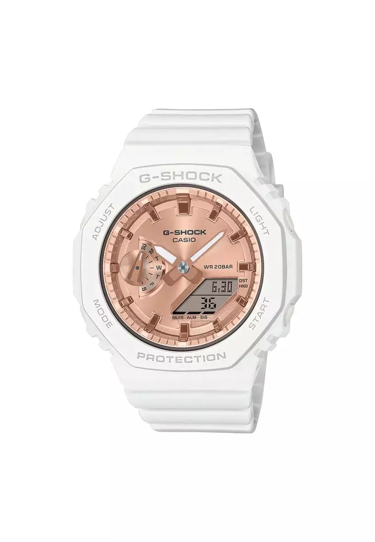 White g shock watch new arrivals with rose gold face