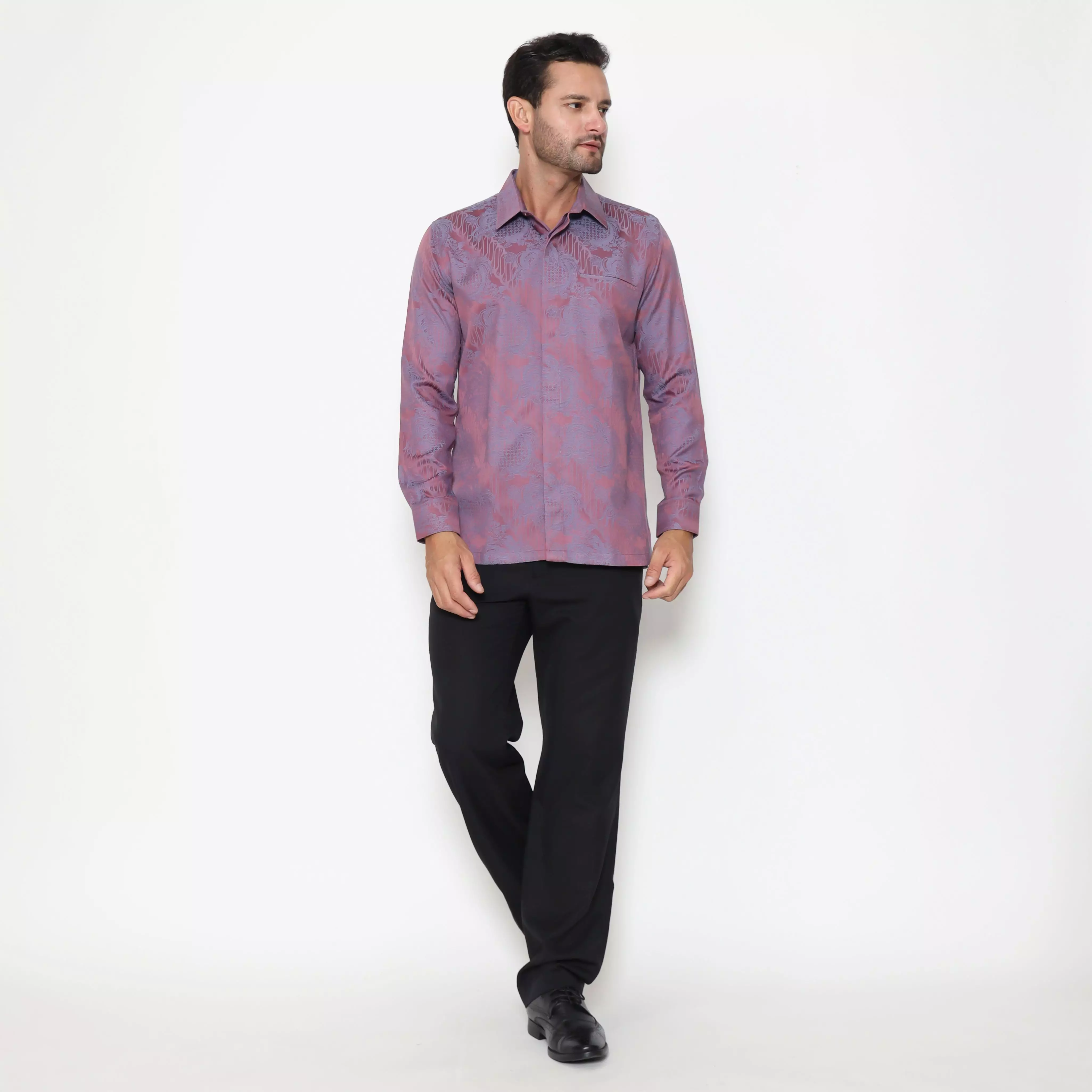 MAGINOT BATIK FURING EXCLUSIVE AZIEL PURPLE Batik FURING EXCLUSIVE Pria Slim Fit Lengan Panjang