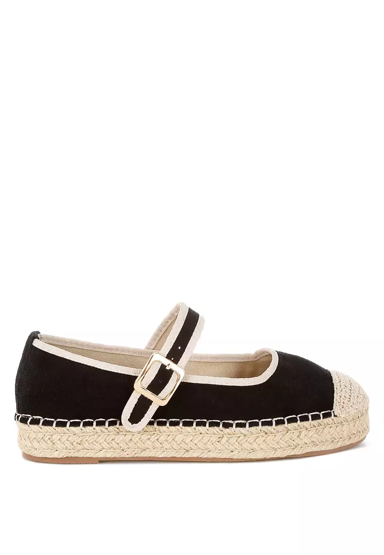 Discount on Rag & CO.  shoes - SKU: Soft Suede Leather Mary Jane Espadrilles In Black