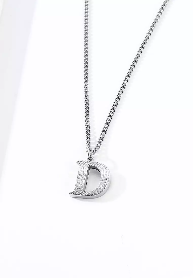 Unisex Design Titanium Steel Alphabet Pendant Necklace JW QF-DZ474