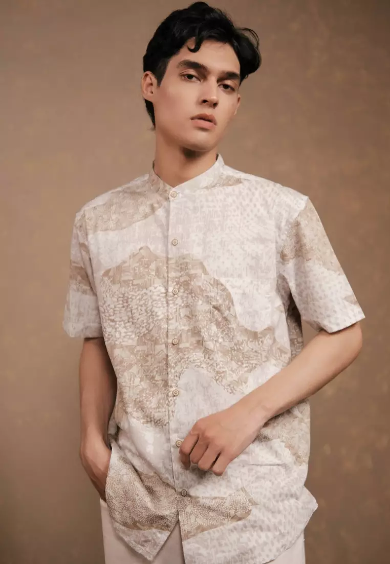 LARUSSO Khair Collection - Big Size Kemeja Koko Printing Pria Lengan Pendek - Kopte