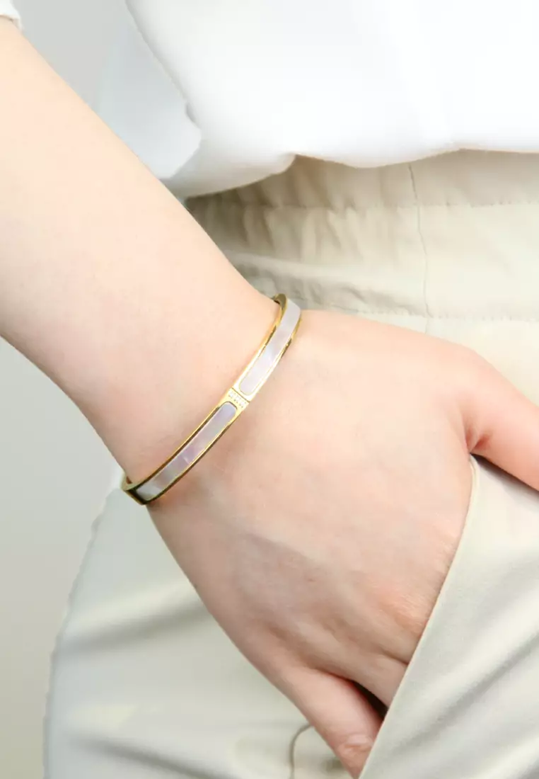 Colette Tri-Dias Mother of Pearl Bangle in Gold