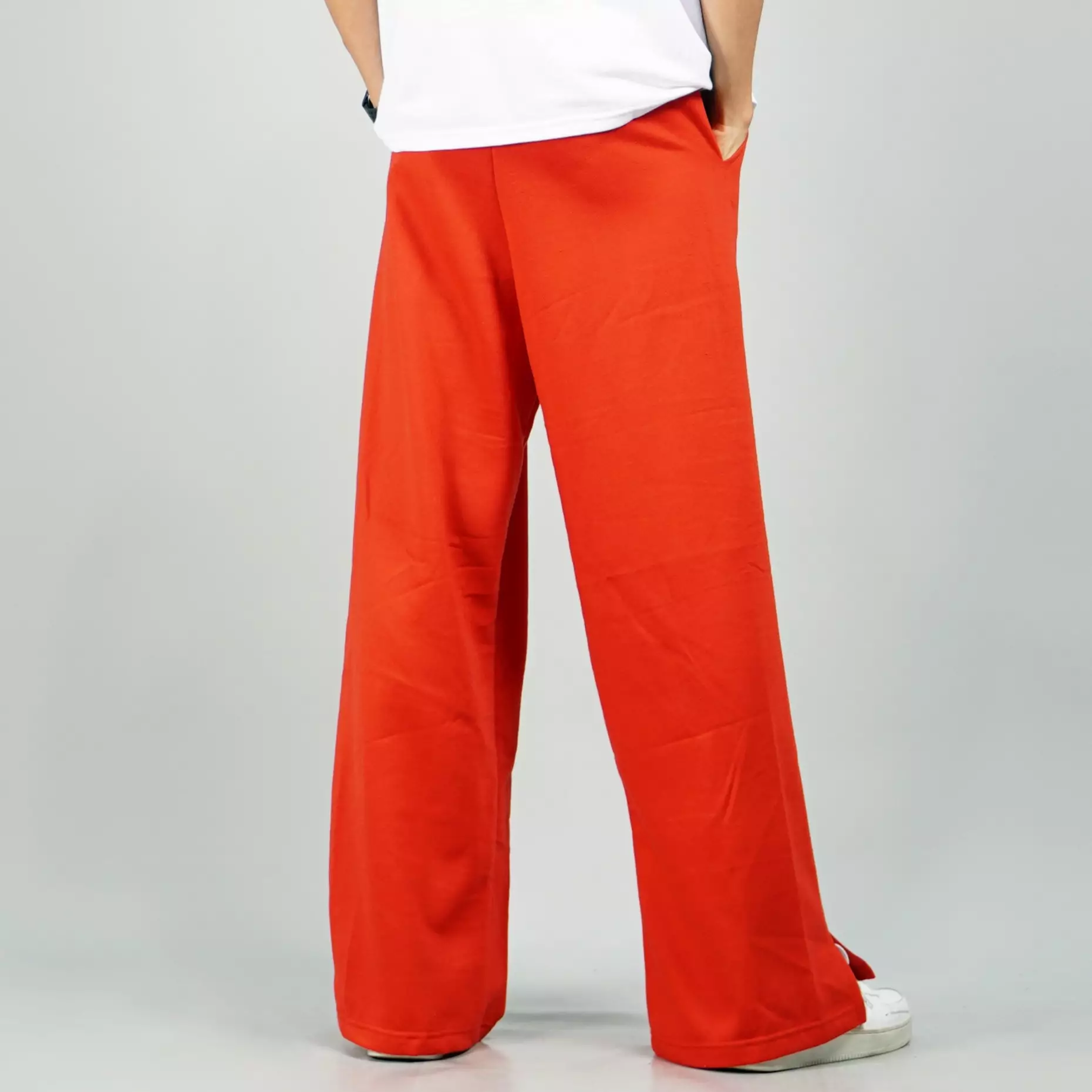 JISOO Celana Panjang Baggy Pants Baggy Sweatpants Celana Loose Pria - MERAH