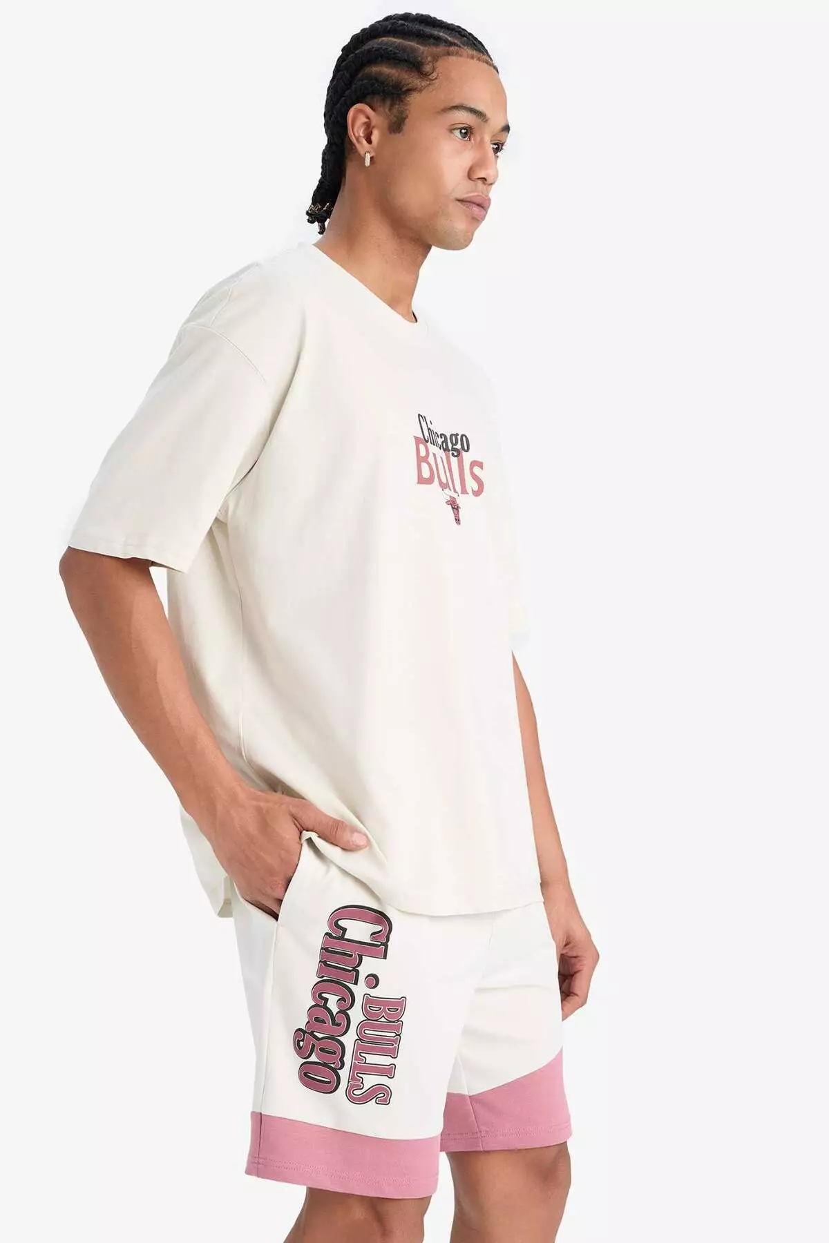 Defactofit Nba Chicago Bulls Oversize Wide Fit Crew Neck Back Printed Short Sleeve T-Shirt E2185