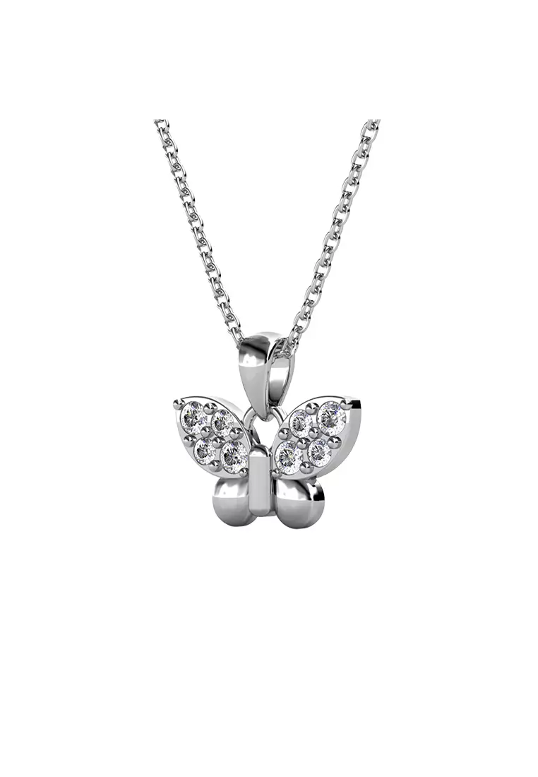 White gold sale diamond butterfly necklace