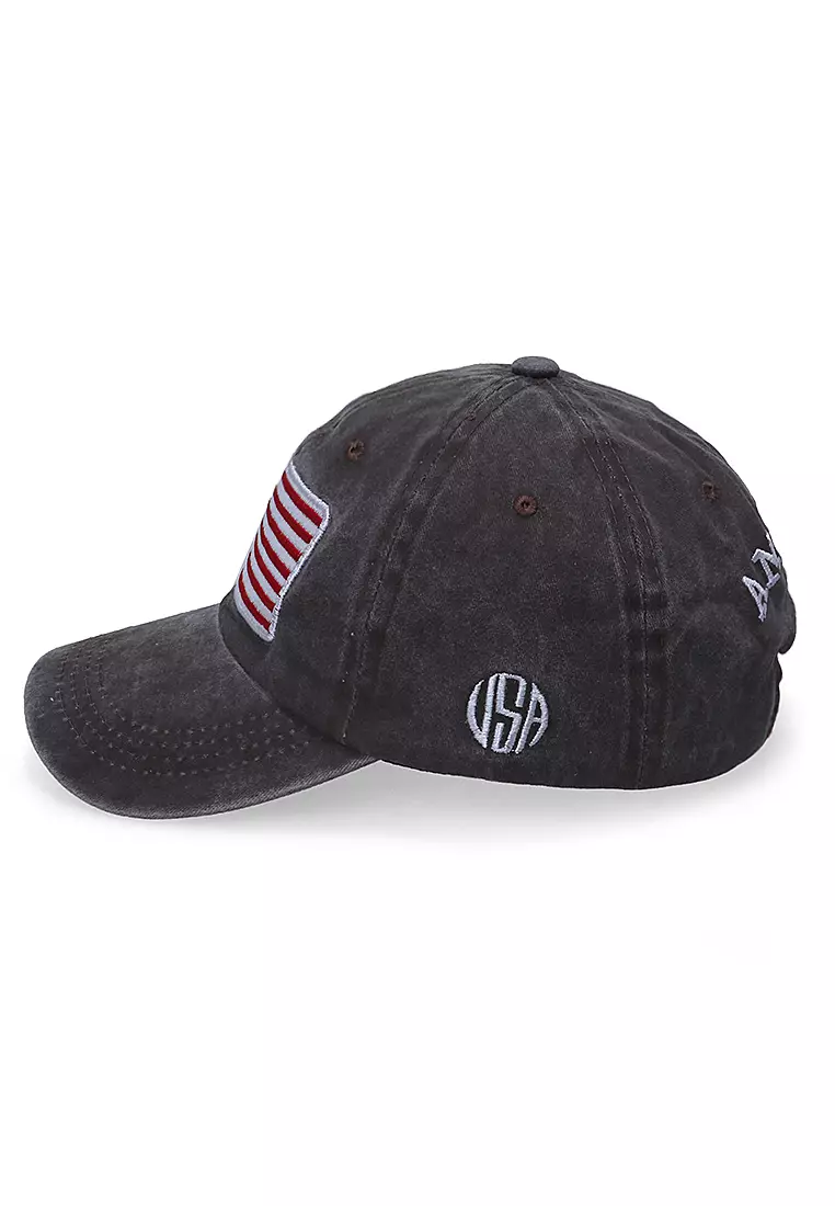 Drsh Topi Baseball Unisex Casual Sport USA Adjustable Material Cotton ORIGINAL - Coffee
