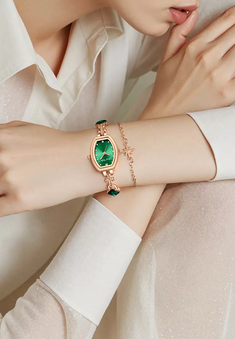 Jam Tangan Wanita Original Korea Gelang Fashion Original Jam Tangan Cewek Anti Air rosegreen