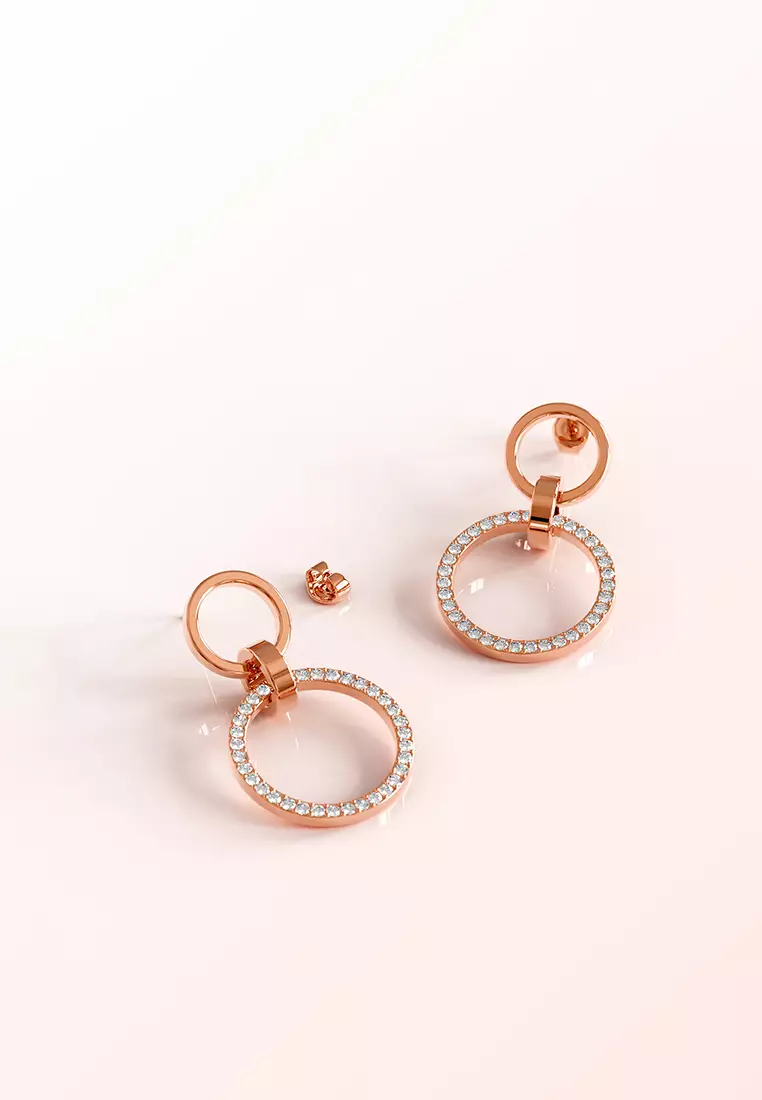 Orbit of Elegance Earrings Embellished with SWAROVSKI®Crystal in Rose Gold