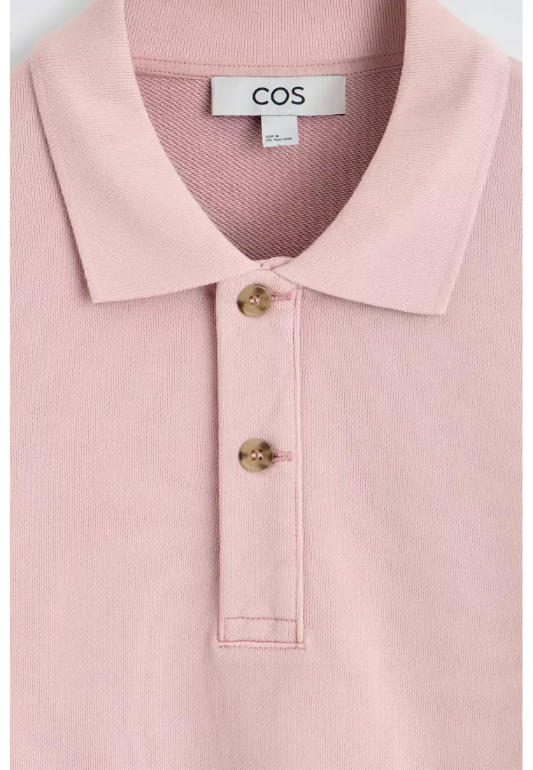 WASHED-COTTON POLO SWEATSHIRT