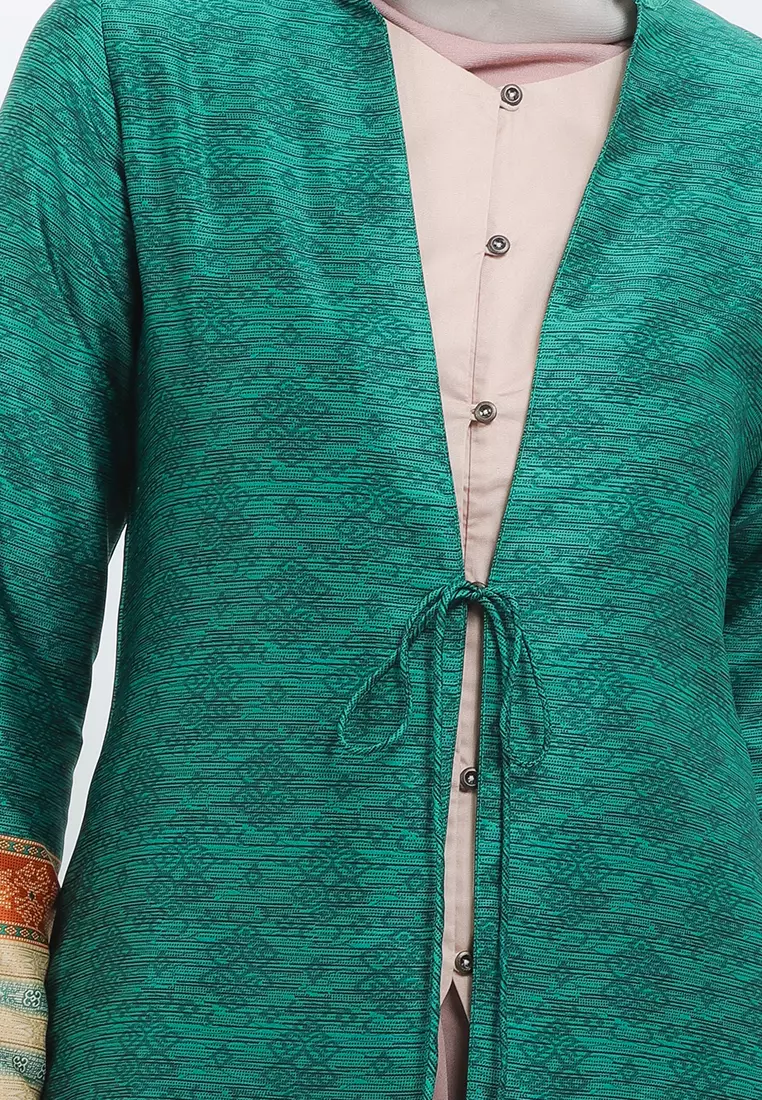 Anya Jacket In Green Batik Print W/Blouse