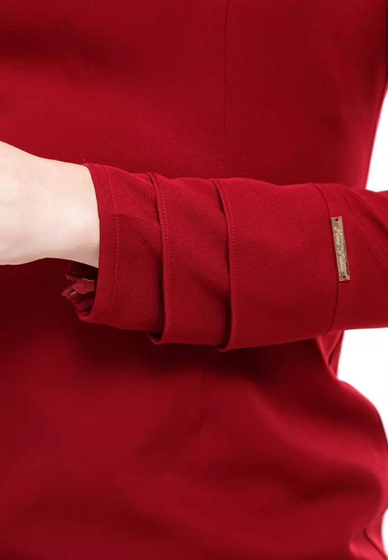 Zerra Kurung Modern Ruffle Skirt in Red Maroon