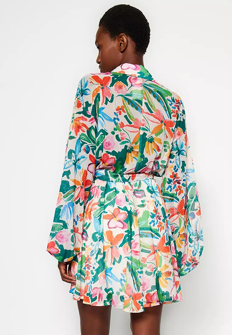 Balloon Sleeves Floral Dress