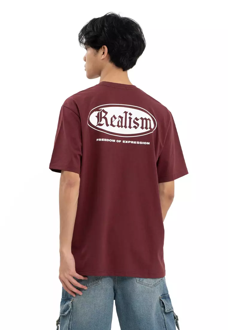 Realism 2 Side Print Relaxed Fit Tee- Maroon