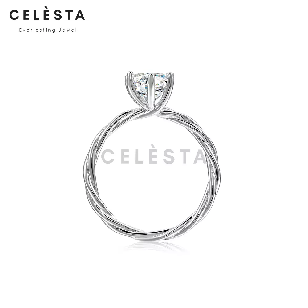 Berlian Moissanite Raine Ring [GRA CERTIFICATE MOISSANITE DIAMOND] - Cincin 1.2CT  Moissanite Diamond 925 Silver Celesta by Her Jewellery