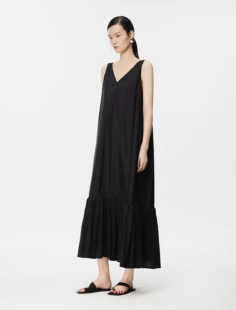slim fit dress slacks WOMEN'S SLEEVELESS FRONT POCKETS FLORAL PRINT LOOSE FIT MAXI DRESS –  Wholesalefashiontrends.com main image 0