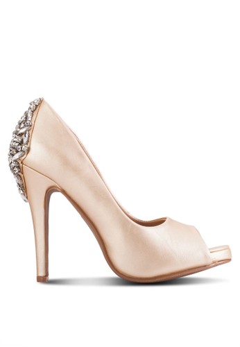 Occasion Peep Toe Platform Heels with Jewelled Detail At Back