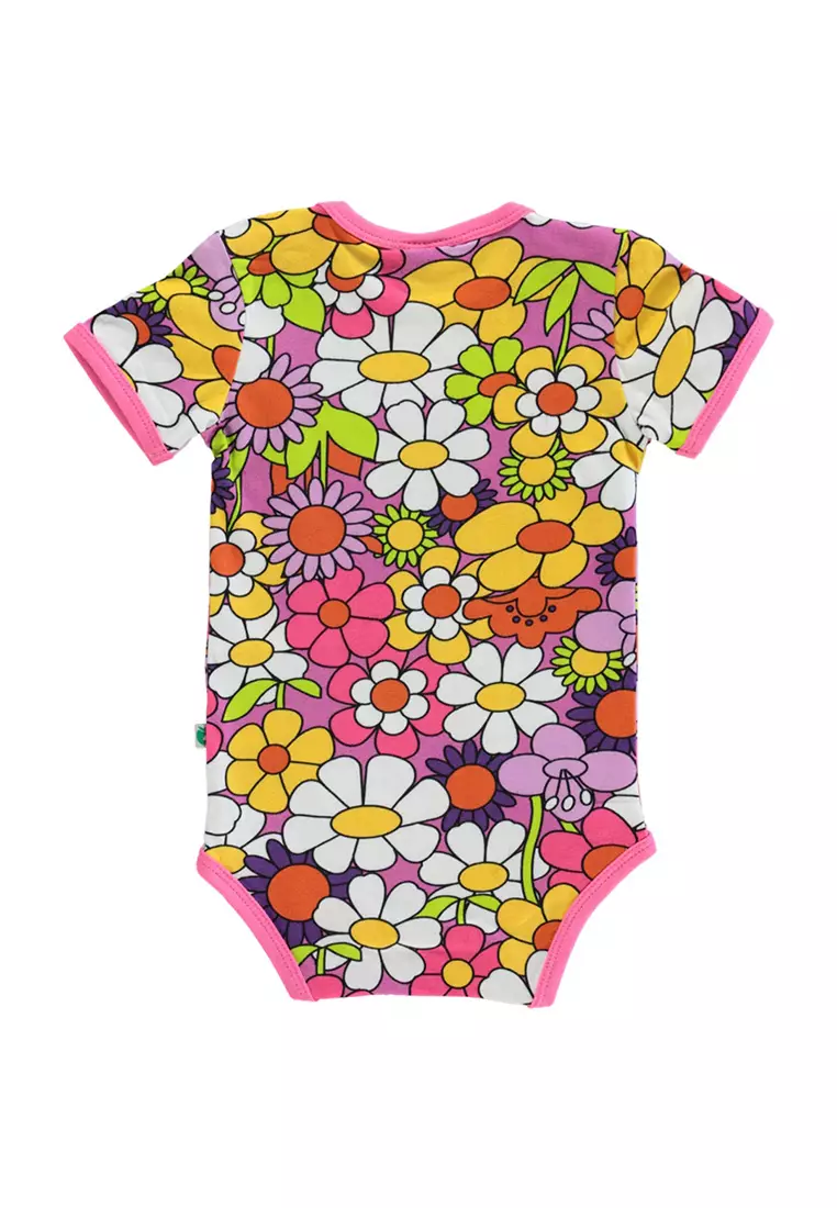 Short-sleeved baby body with flowers