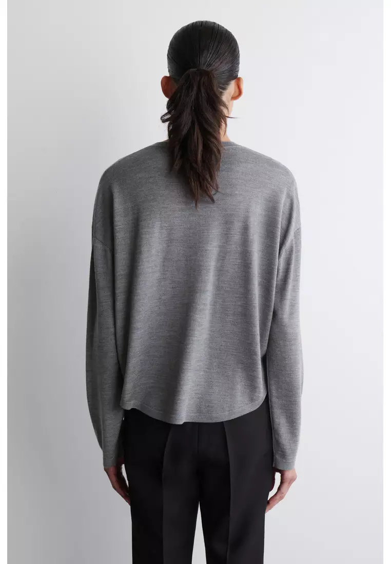 CIRCLE-CUT MERINO WOOL CARDIGAN