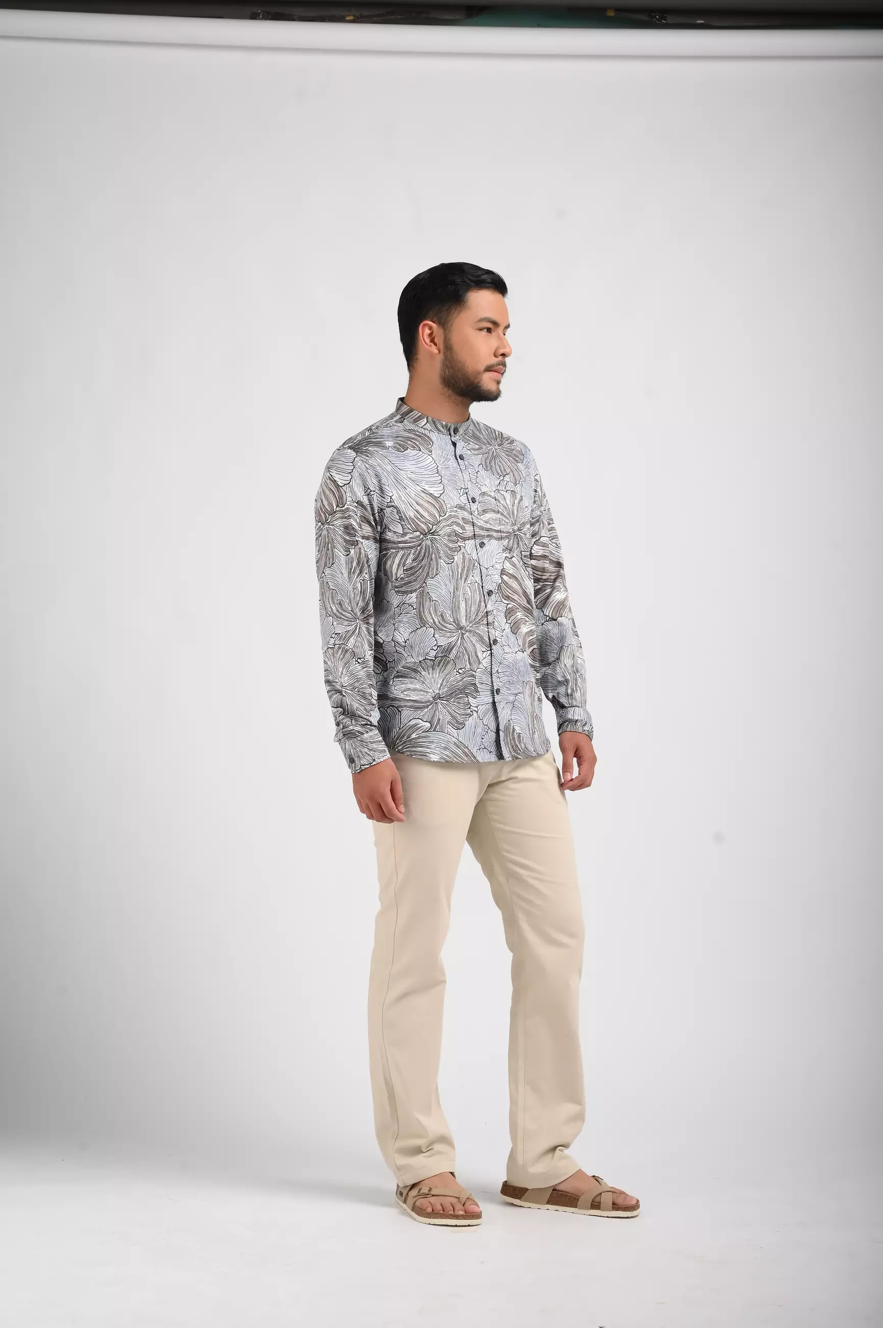 MANZONE Kemeja Shanghai Pria Lengan Panjang ZEHAB-Blue Grey