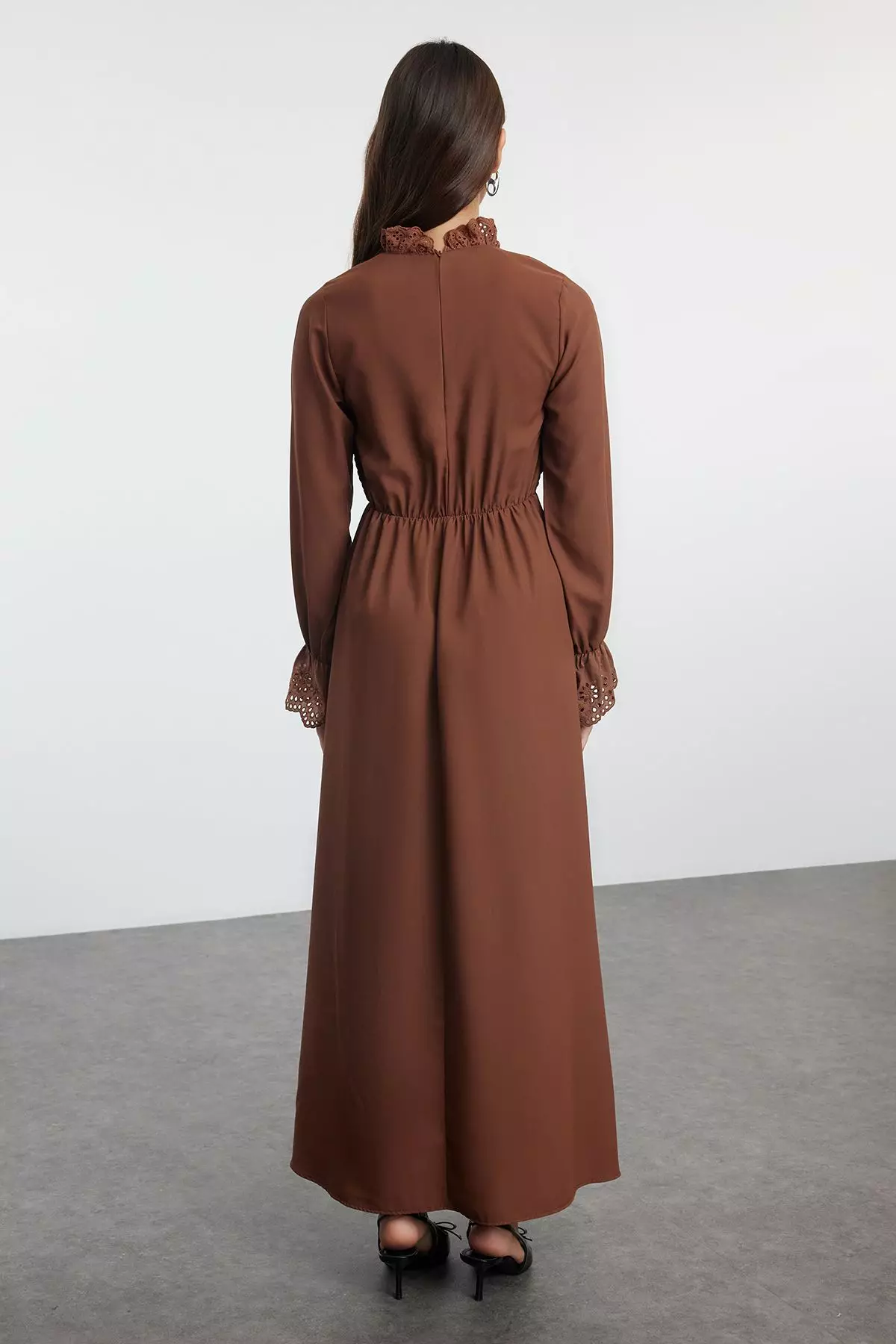 TRENDYOL Frau Modest Maxi Smock-jurk, regular geweven stof jurk, geel, 38