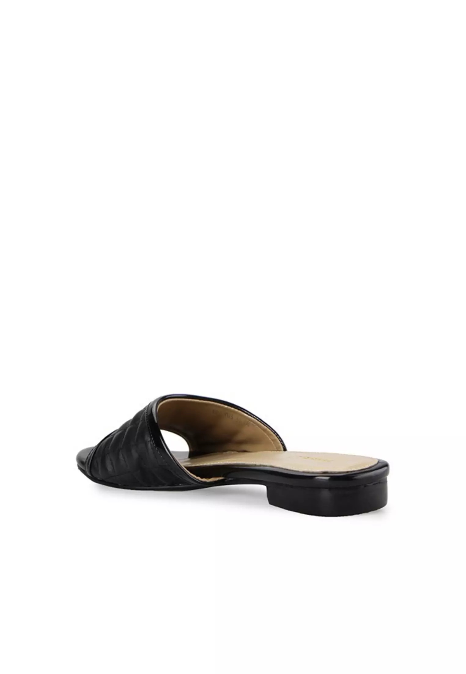 Loly Sandal wanita Flat Slip On - Black