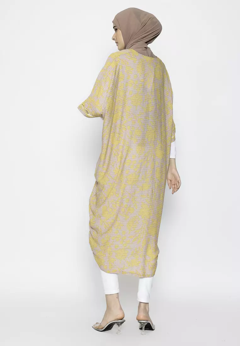 Urban Exchange Farida Kaftan Brown Mustard - Gamis Kaftan Lengan 3/4 Warna Brown Mustard