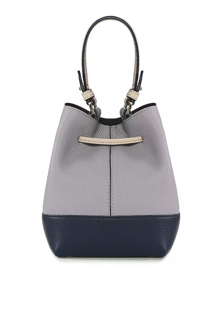 Strathberry Navy Blue/Pink Leather Mini Lana Osette Bucket Bag Strathberry