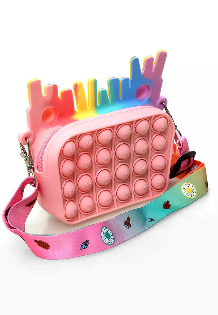Shane Tas Selempang Anak Wanita Sling Bag Pop It Desain Kentang Makaron 2 Material Silicone ORIGINAL - Multicolor