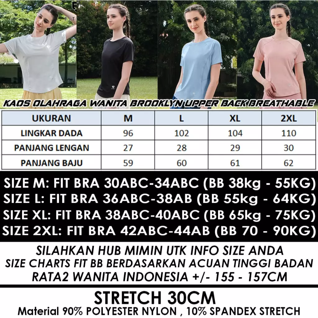 Fitwear Kaos Big Size Olahraga Wanita BROOKLYN UPPER BACK BREATHABLE - LIGHT BLUE