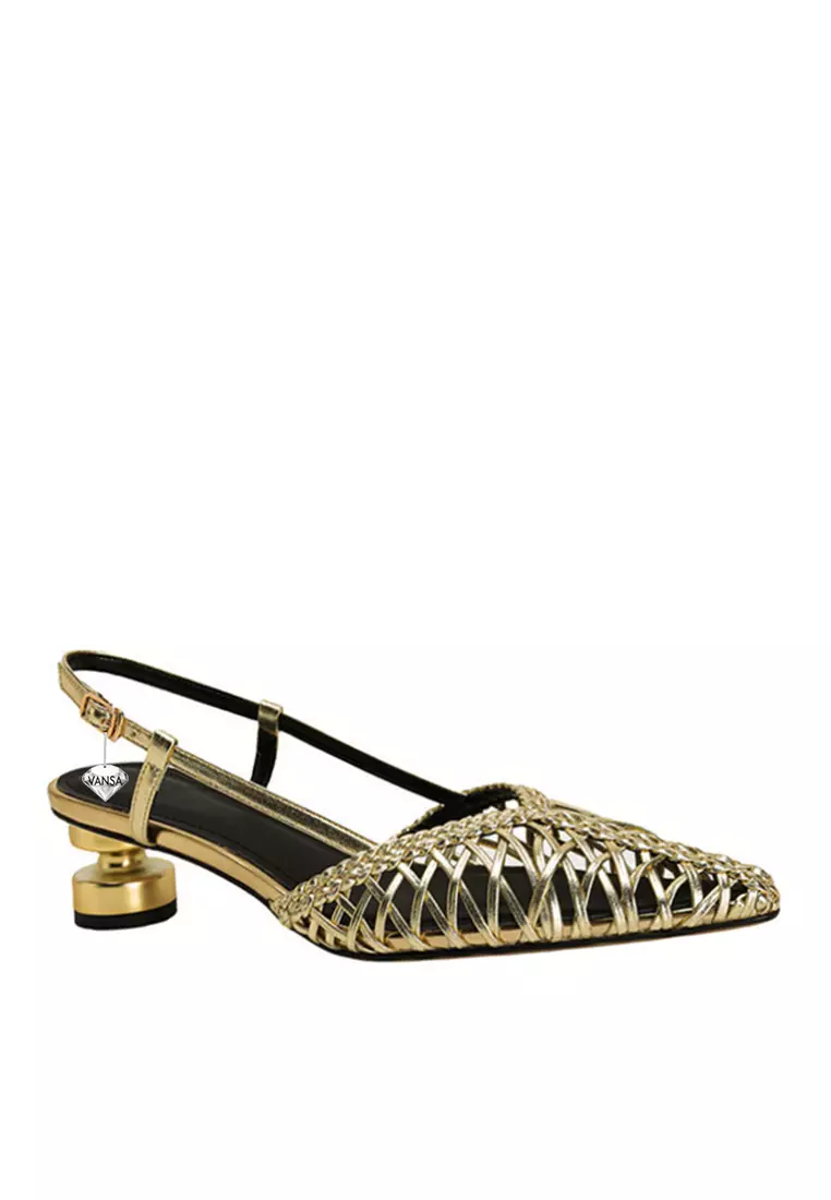 Discount on Twenty Eight Shoes  shoes - SKU: VANSA Cow Leather Braided Mid Heel Sandals VSW-S-6326