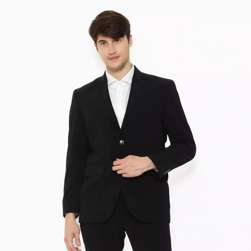 Lawell Jas Pria Modern Fit Kancing Dua Warna Hitam | Formal Kerja, Nikah | Ortiz