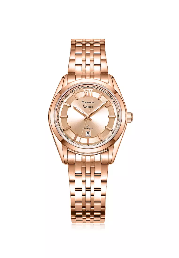 Alexandre Christie Jam Tangan Wanita - Rosegold Light Pink - Stainless Steel - 8690 LDBRGLN