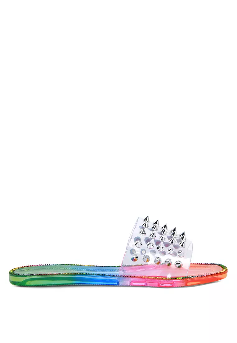 Discount on London Rag  shoes - SKU: Multi Punk Stud Clear Jelly Flats