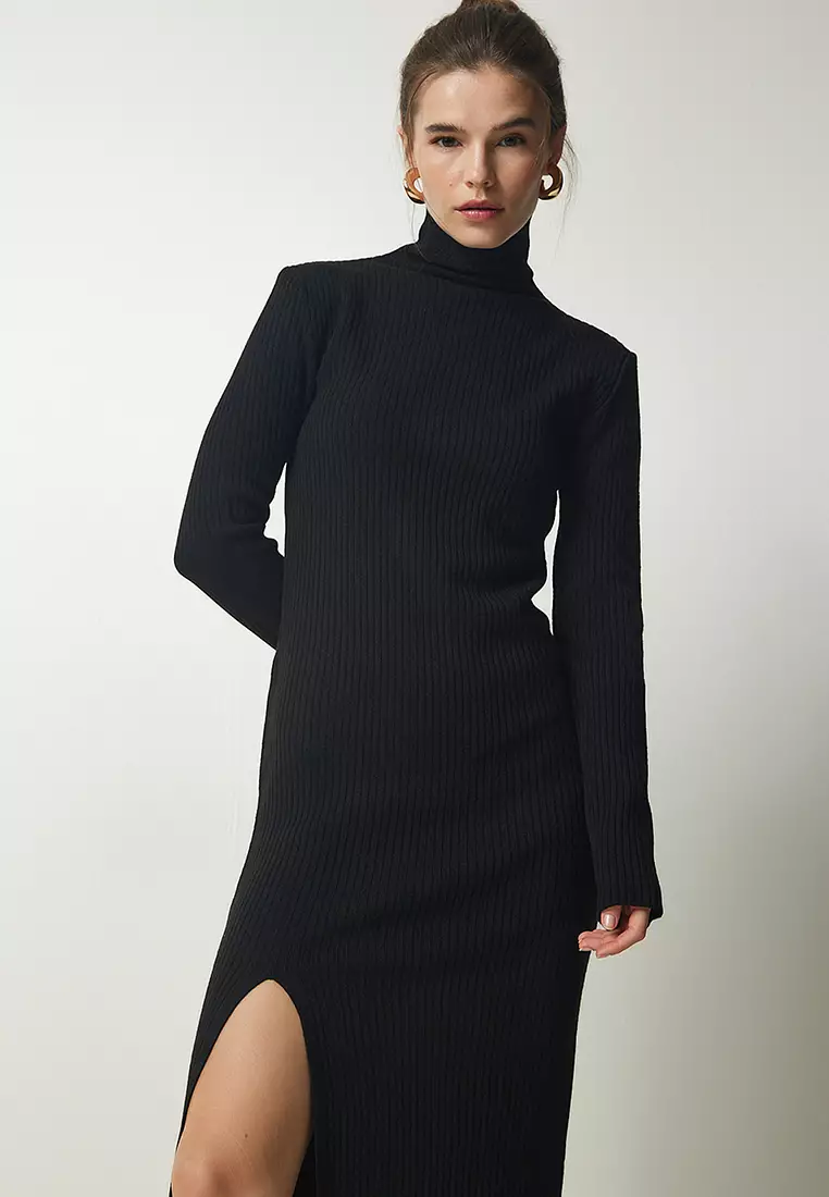 High Neck Ribbed Dress