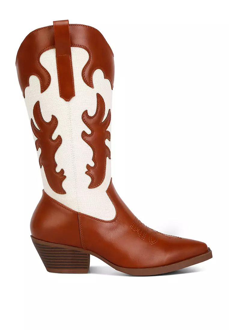 Discount on London Rag  shoes - SKU: Tan Patchwork Cowboy Boots